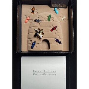 Joan Rivers Bumble Bee Pin brooch set 10 interchangeable colors Bee Hive in BOX